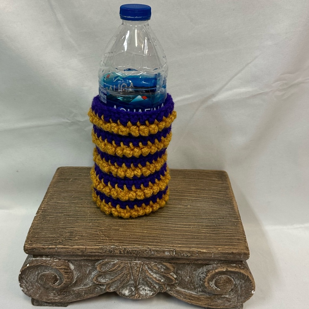 Crochet Coozie Purple And Gold | | Handmade NEW Handcrafted Koozie - Picture 3 of 10
